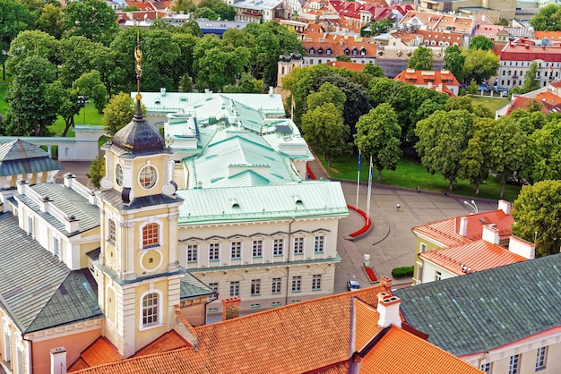 Torre del Observatorio de la Universidad de Vilnius y Palacio Presidencial, Vilnius, Lituania.