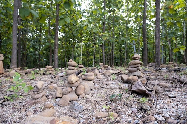 Torre de piedra en el bosque templo Mahabodhi Tailandia