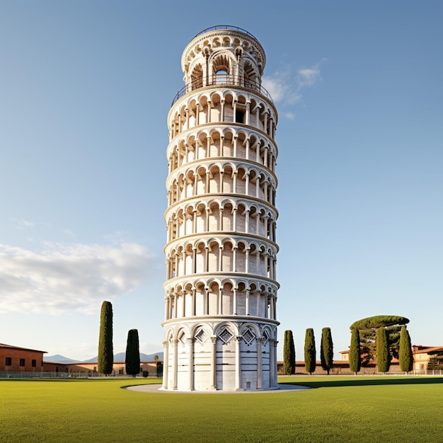 Torre de Pisa con fondo blanco de alta calidad