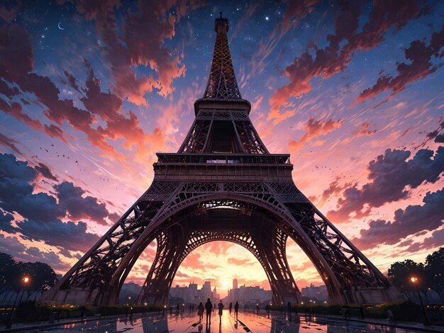 una torre que tiene la palabra eiffel en ella