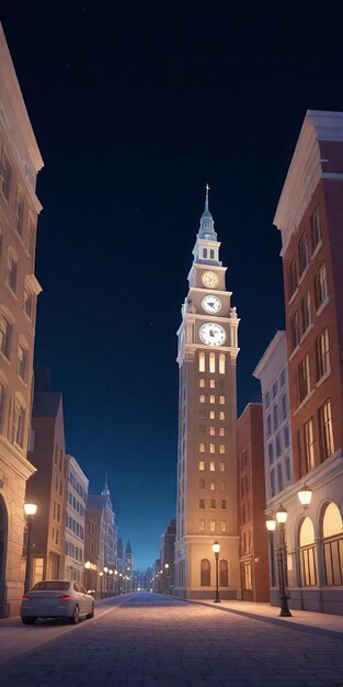 una torre de reloj alta con un reloj en ella