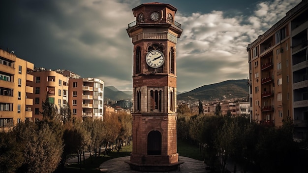 Foto una torre de reloj con el tiempo de 12: 30