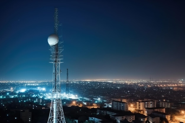 Torre de telecomunicaciones con antena celular