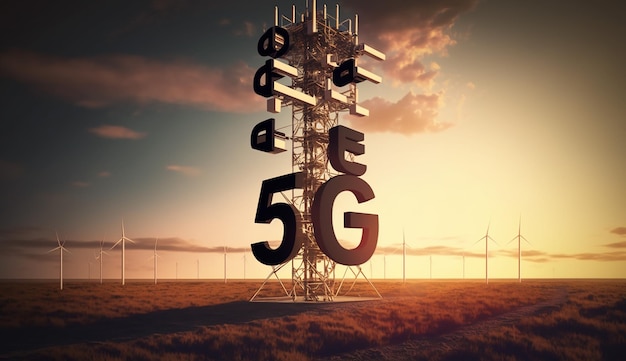 Foto una torre de telefonía celular con 5g