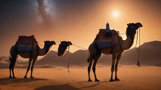 Torres y camello con estrellas