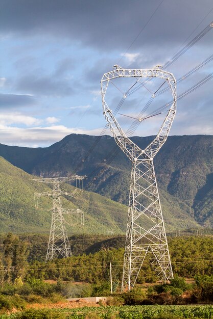 Foto torres de líneas eléctricas, yunnan china