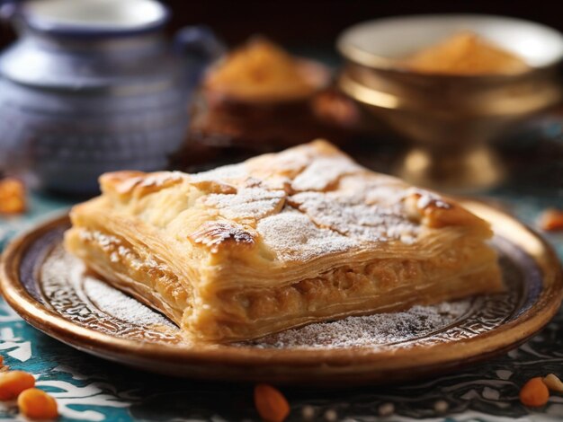 Torta Assada no Prato Deliciosa Sobremesa Manhã e Prato Doce para Café da Manhã