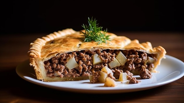 Foto torta de carne canadiense francesa con carne de cerdo picada y especias