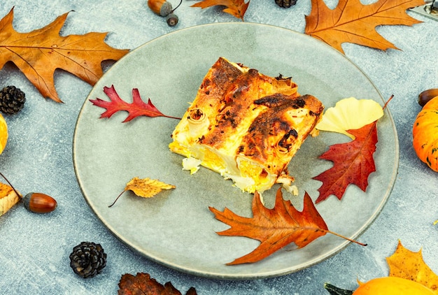 Torta caseira de torta de abóbora de outono