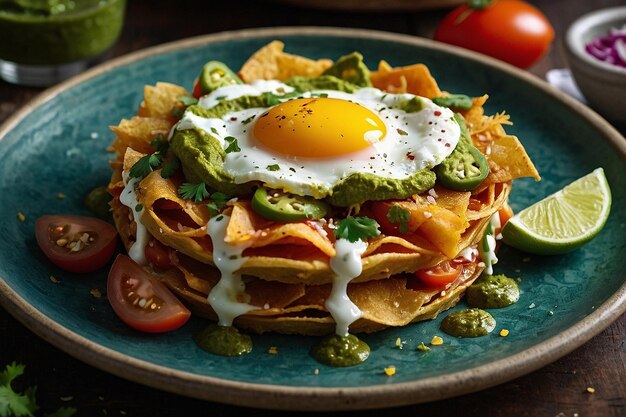 Foto torta de chilaquiles con huevos y