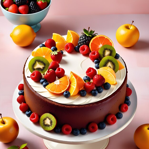 Foto torta com bagas e frutas