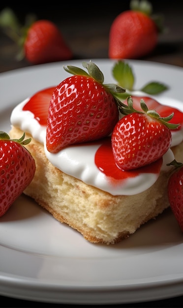 Torta con crema de proteínas y fresas