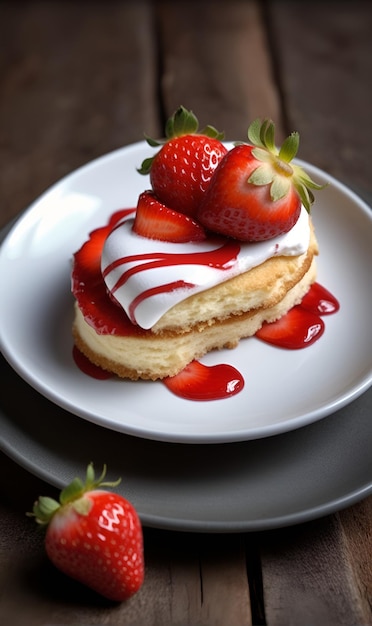 Torta con crema de proteínas y fresas