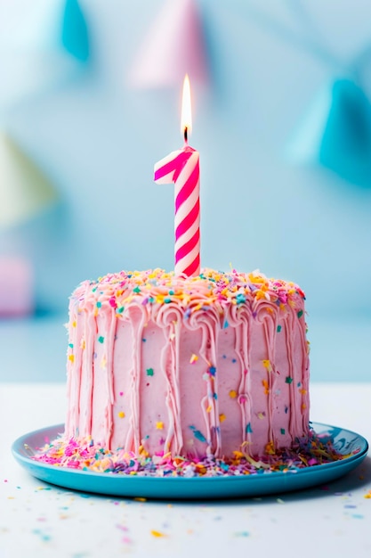 Torta de cumpleaños con un número enfoque selectivo