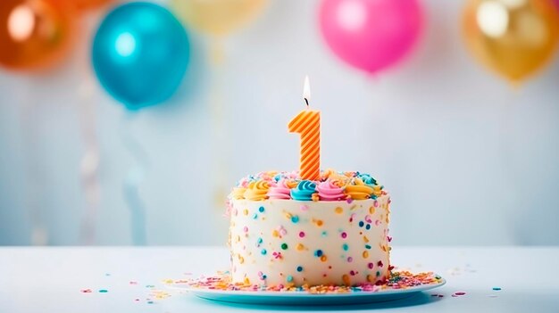 Foto torta de cumpleaños con un número enfoque selectivo