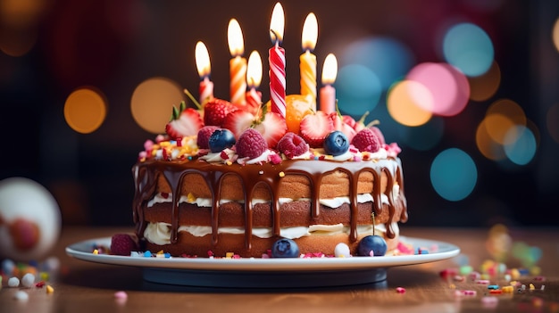 Torta de cumpleaños con velas