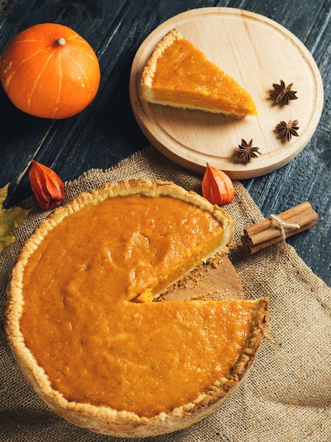 torta de abóbora tradicional de ação de Graças