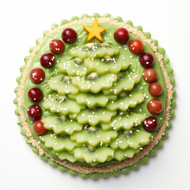 Torta de árvore de Natal de kiwi Uma sobremesa deliciosa e festiva