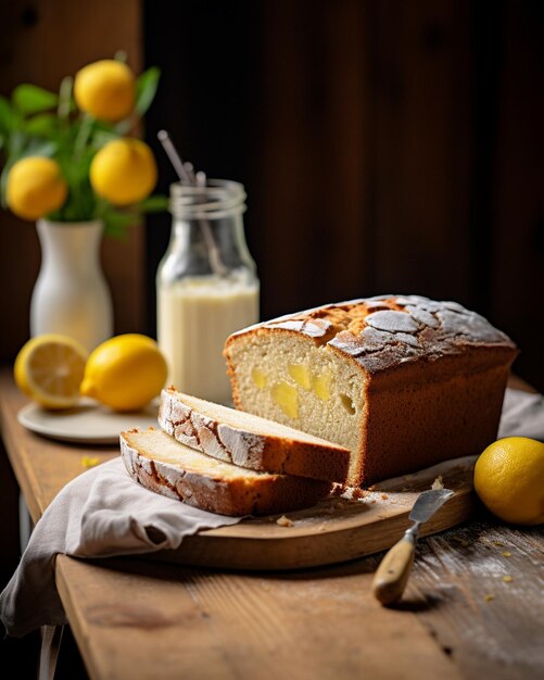 Torta de chá de limão em fatias