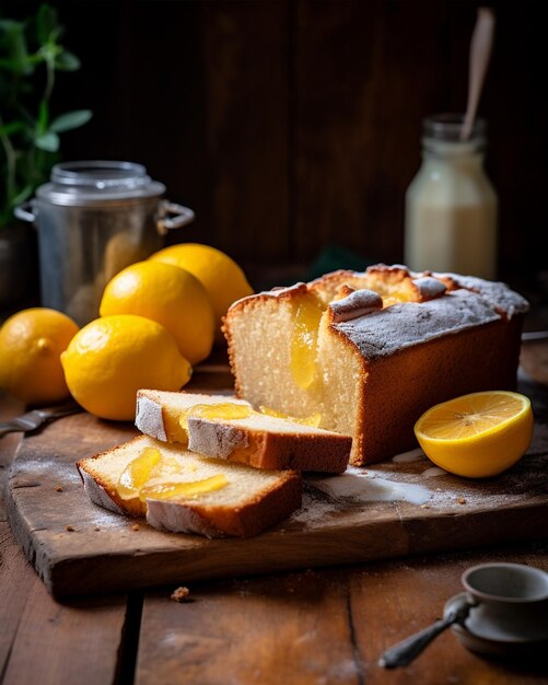 Torta de chá de limão em fatias