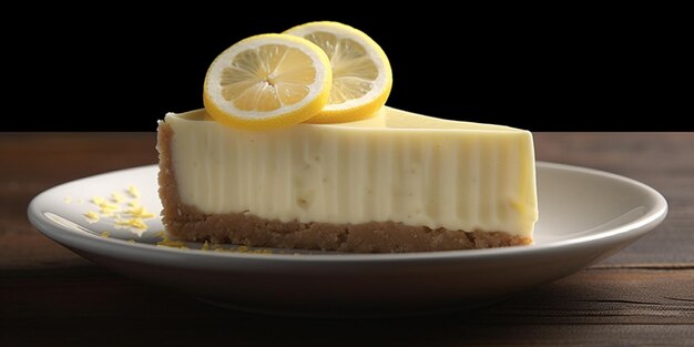 Torta de cheesecake de limão fundo desfocado AI Generateand