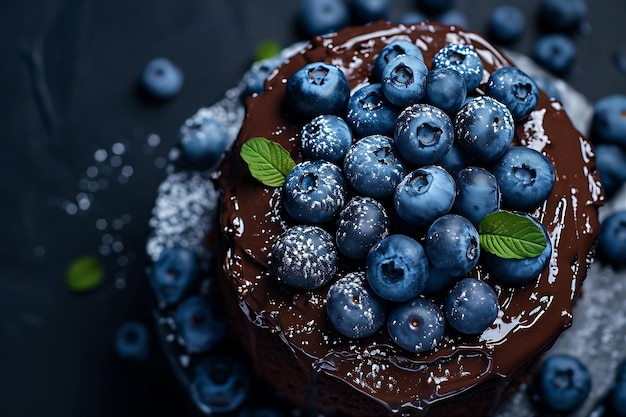 Torta de chocolate com mirtilos e avelãs