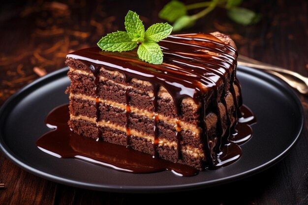 Torta de chocolate com um pouco de açúcar em pó