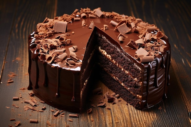 Torta de chocolate com um pouco de açúcar em pó