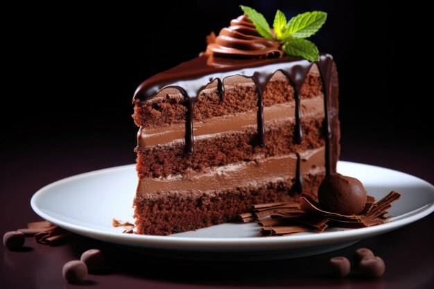 Torta de chocolate em fundo escuro Pastelaria e confeitaria doce