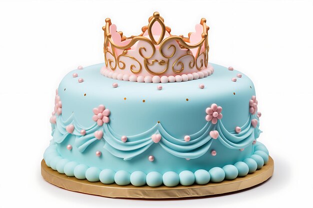 Foto torta de fondante de princesa de aniversário decorada isolada em fundo transparente