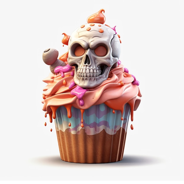 Torta de Halloween Ilustração de monstro doce engraçado isolado em fundo branco