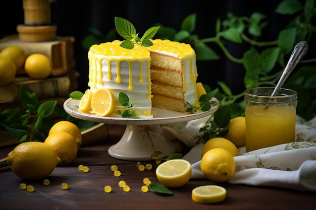 Torta de limão coberta com pasta de limão para uma explosão extra de sabor cítrico