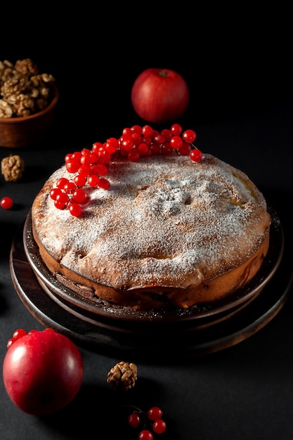 Torta de maçã caseira recém-assada em uma travessa