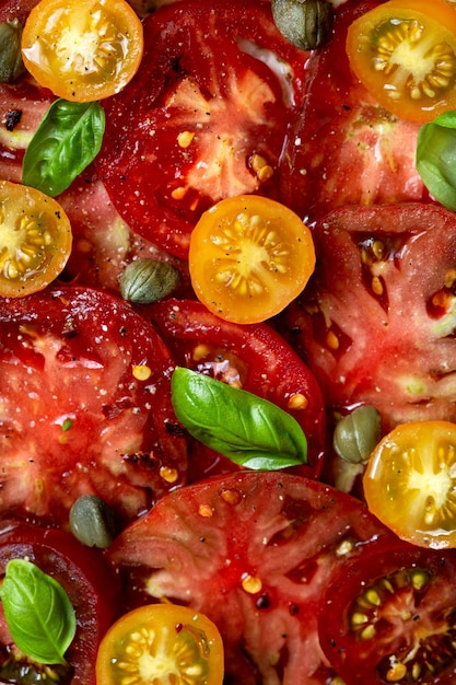 Torta de massa folhada com tomate e manjericão