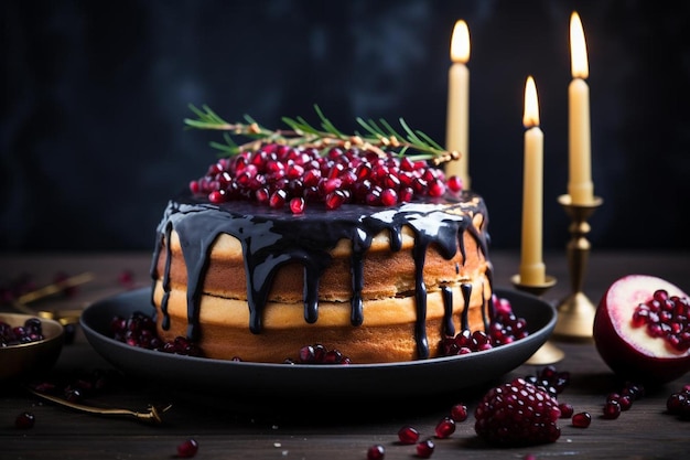 Torta de menorá de Hanukkah com velas comestíveis