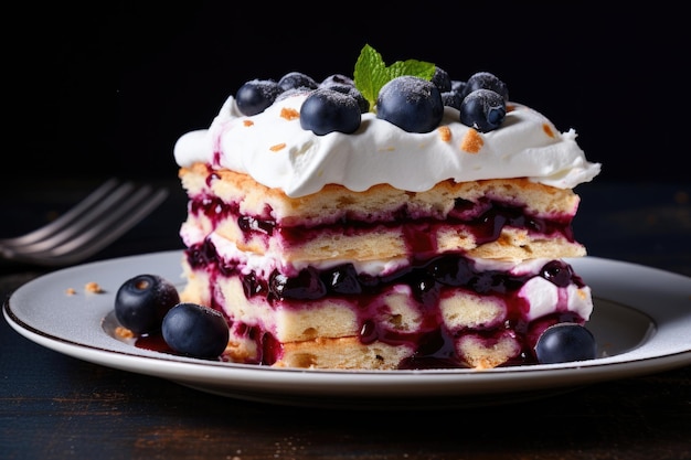 Torta de mirtilo com natas batidas