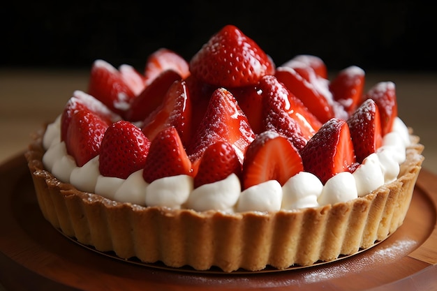 Torta de morango com chantilly e morango