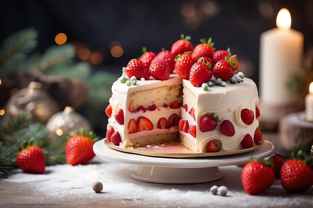 Foto torta de morango de natal