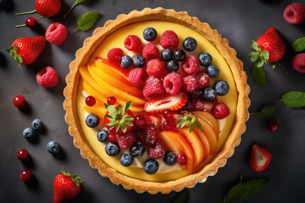torta de nata plana leigo publicidade profissional fotografia de alimentos AI gerado