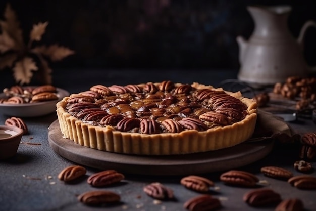 Torta de noz-pecã Doces tradicionais Cozinha americana IA generativa