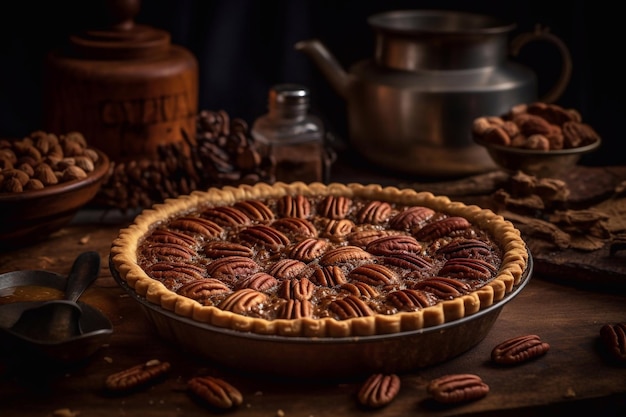 Torta de noz-pecã Doces tradicionais Cozinha americana IA generativa