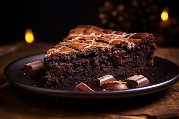 Torta de pedaço de bolo brownie de chocolate, doces caseiros