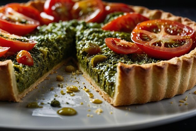 Foto torta de pesto e tomate