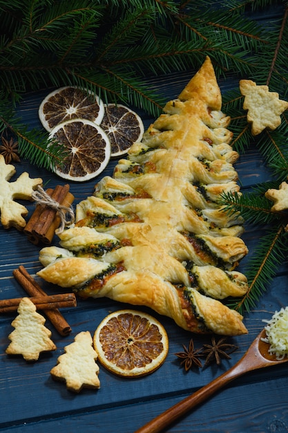 Torta de queijo de árvore de Natal