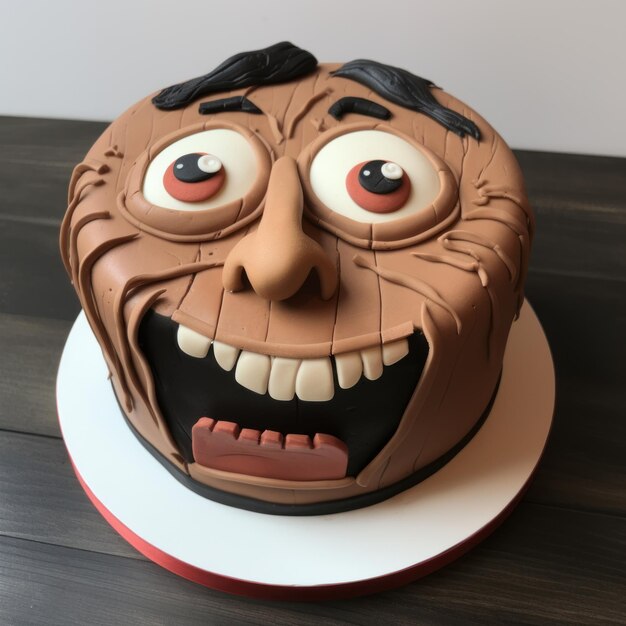 Foto torta de rosto de caramelo torta de aniversário de caricatura de monstro comestível