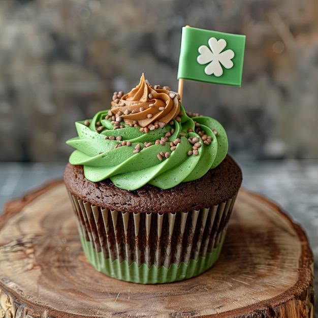 Torta do Dia de São Patrício com bandeira irlandesa