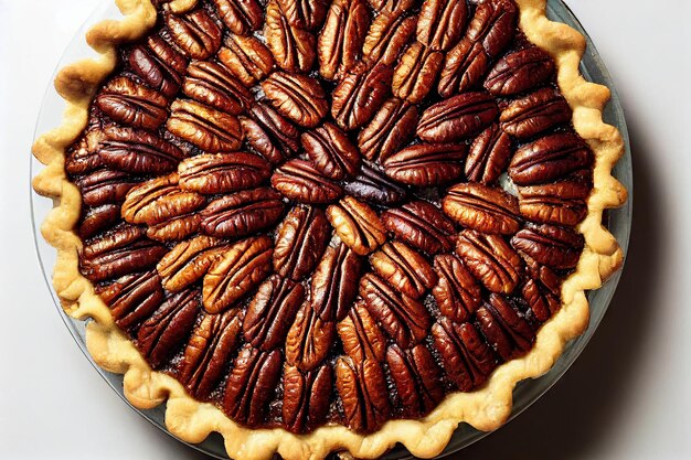 Torta grande de torta de nozes com nozes em massa de shortbread na mesa