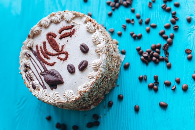 torta y granos de café