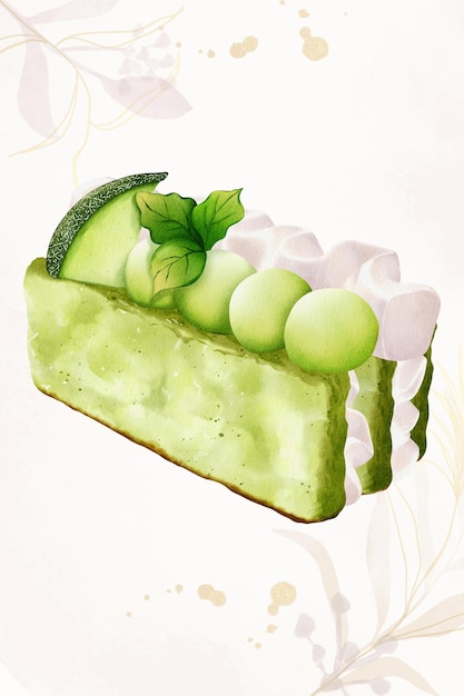 Torta y postre de acuarela