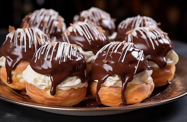 Foto torta de profiteroles en capas generada por la ia